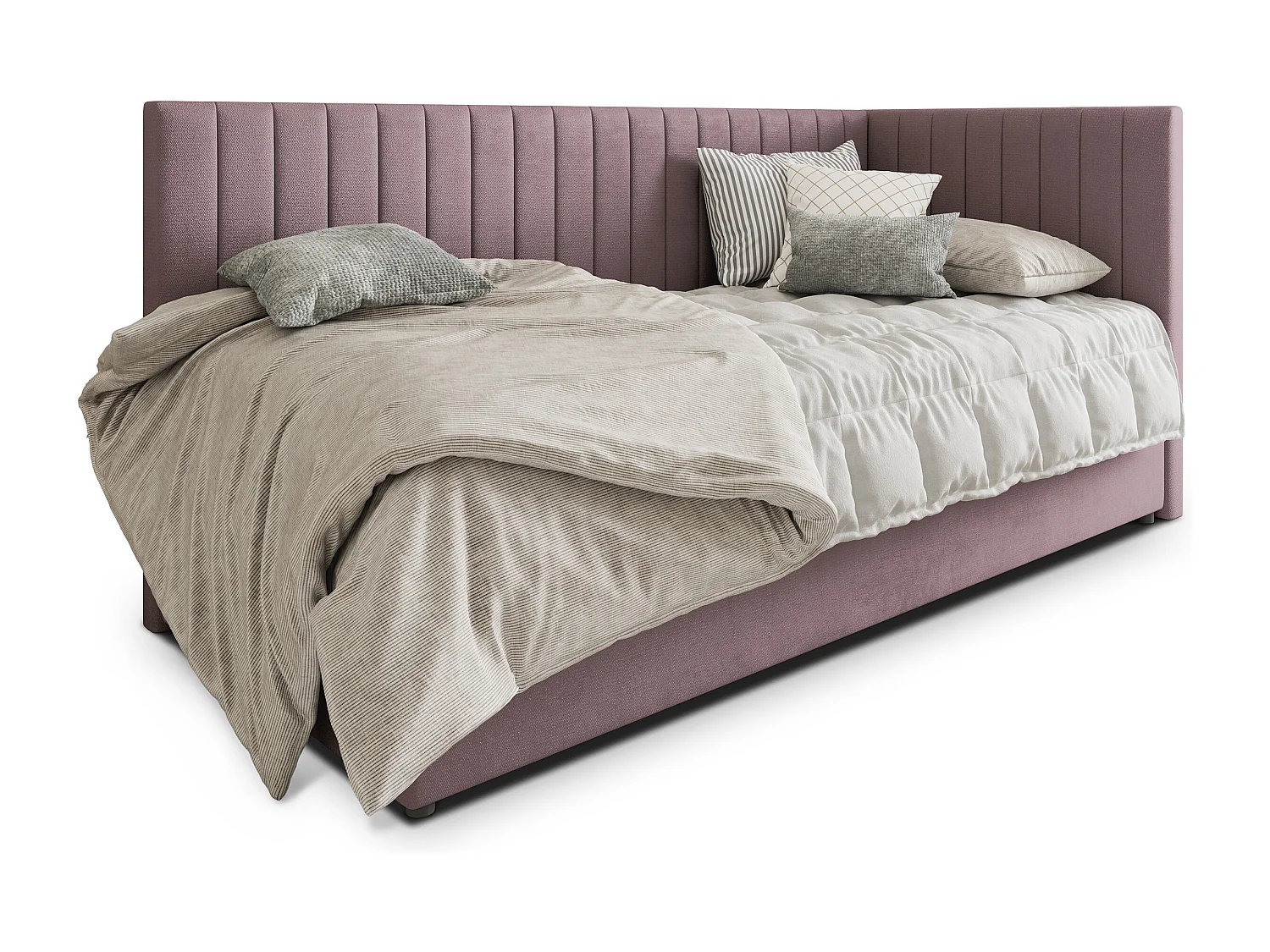 Boxspringbed ARIS 80x200 cm Set met hoofdbord, bedbodem en matras, Poederroze
