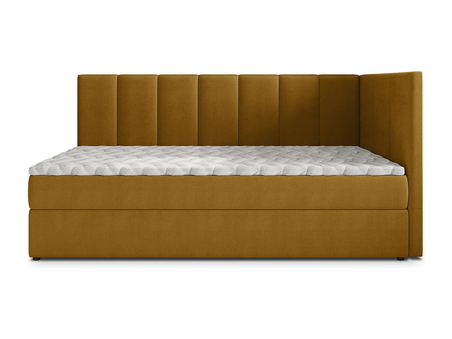 Boxspringbed BEVE 100x200 cm Set met hoofdbord, bedbodem en matras, Geel