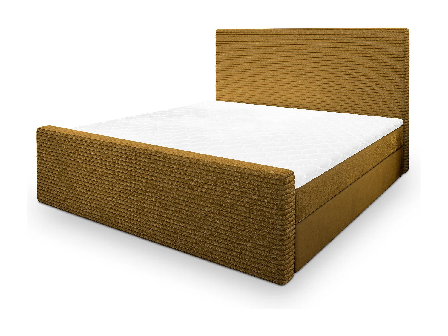 Lit continental ALORIA, 140x200 cm, Tissu pelucheux, Jaune