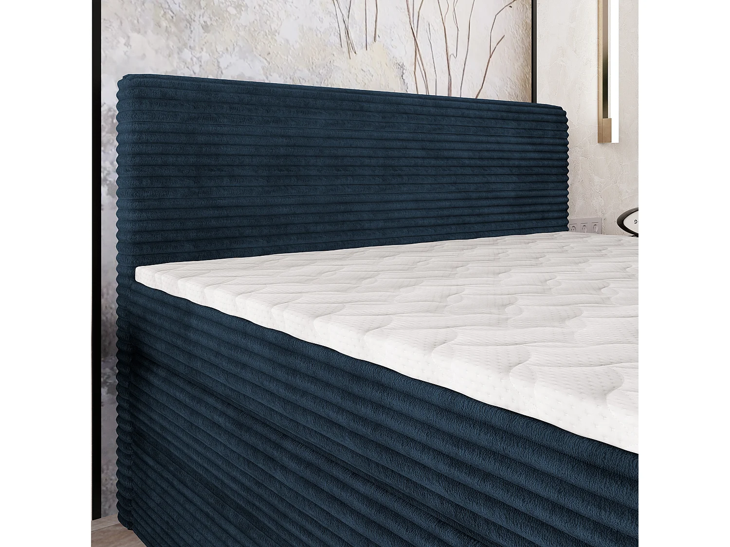 Boxspringbed LUNERA 160x200 cm Set met hoofdbord, bedbodem en matras, Blauw