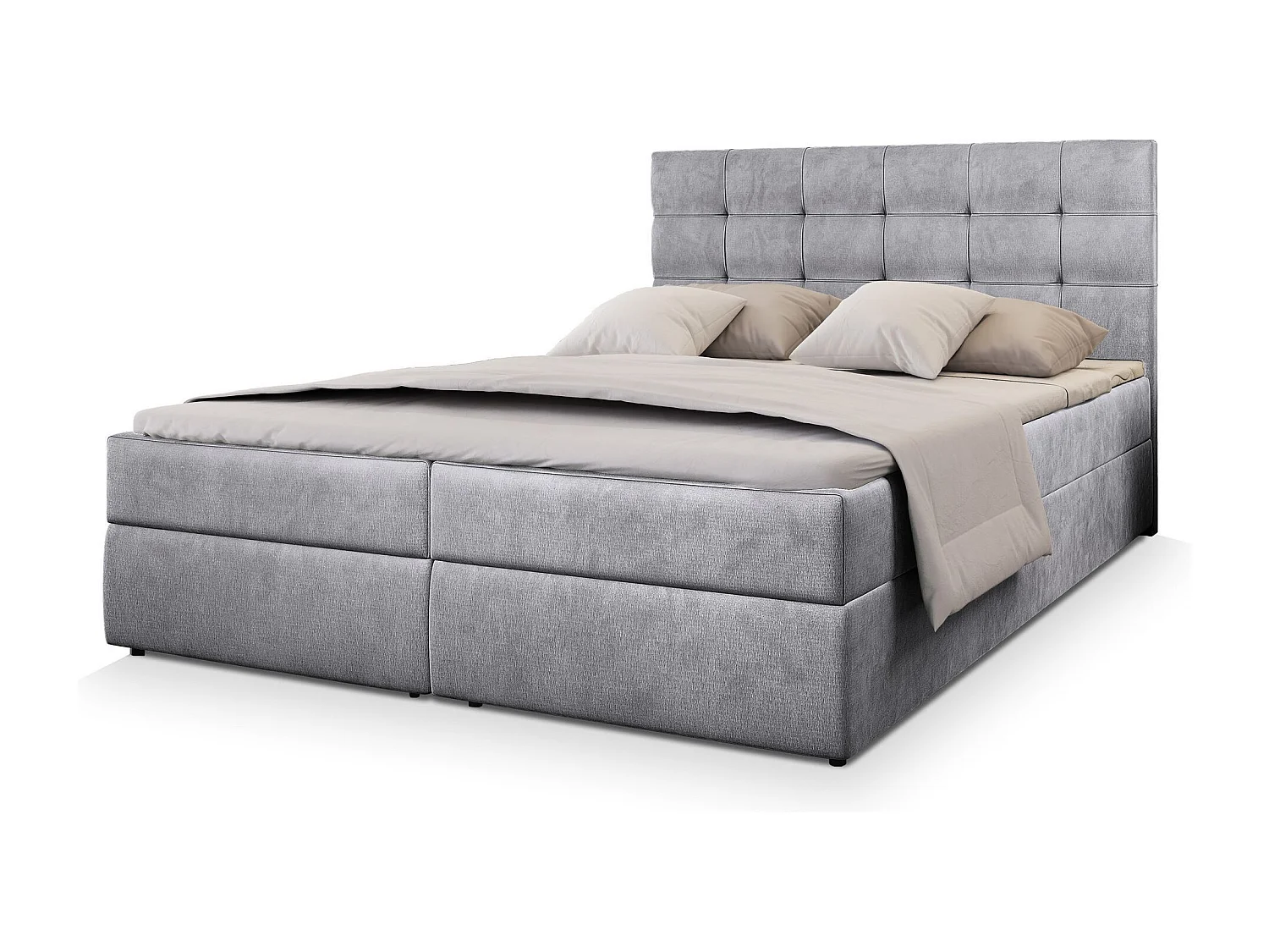 Boxspringbed GLOS 140x200 cm Set met hoofdbord, bedbodem en matras, Lichtgrijs