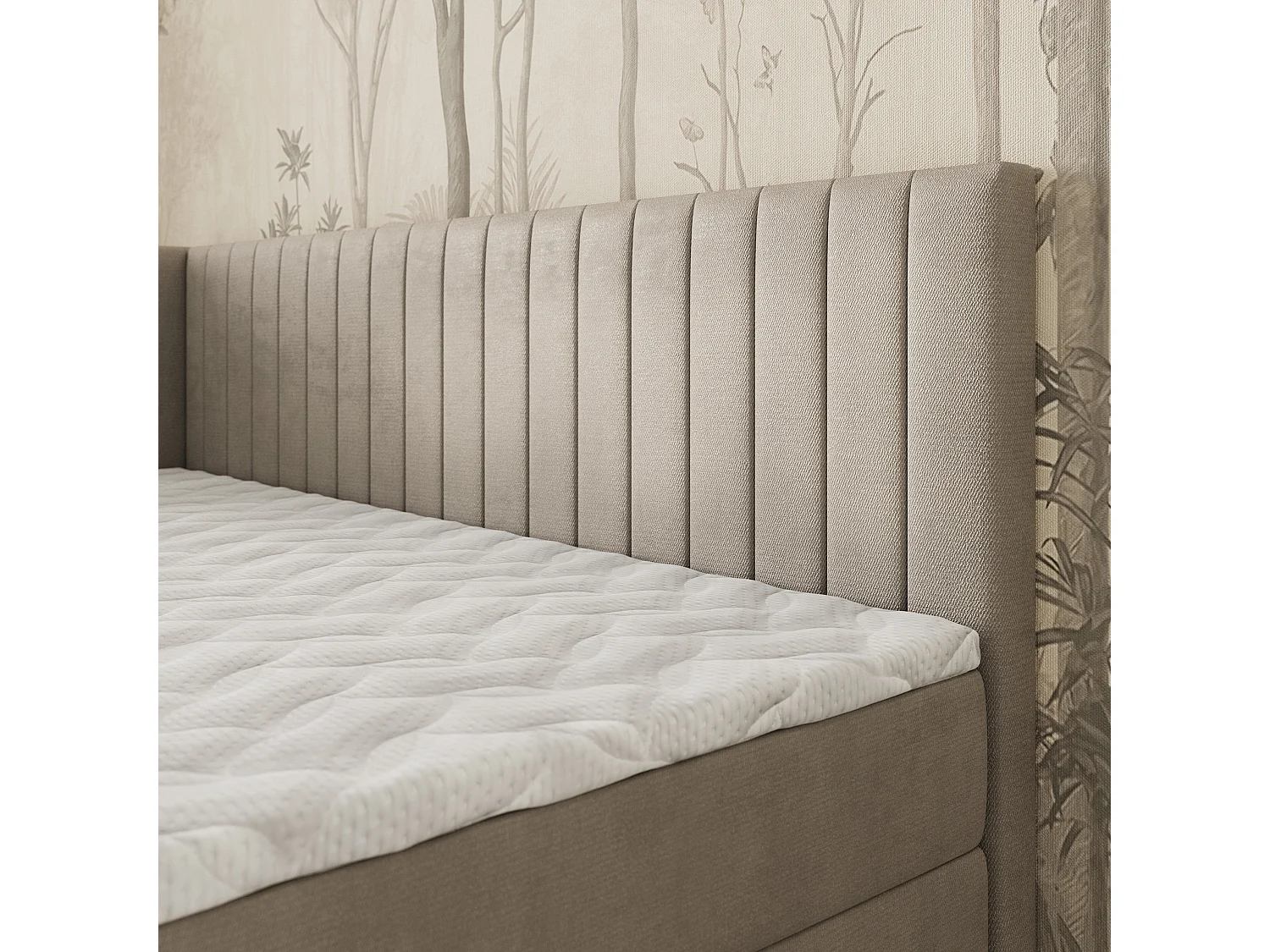 Boxspringbed ARIS 100x200 cm Set met hoofdbord, bedbodem en matras, Beige