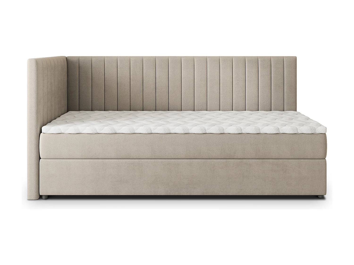 Boxspringbed ARIS 100x200 cm Set met hoofdbord, bedbodem en matras, Beige