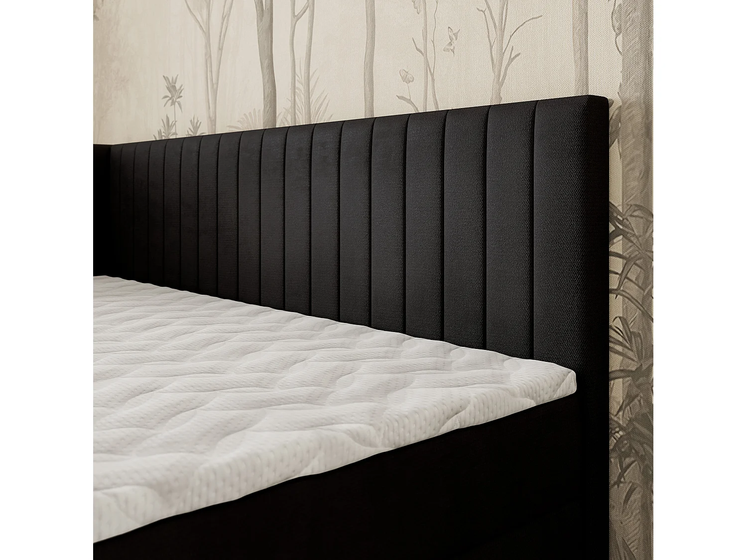 Boxspringbed ARIS 100x200 cm Set met hoofdbord, bedbodem en matras, Zwart