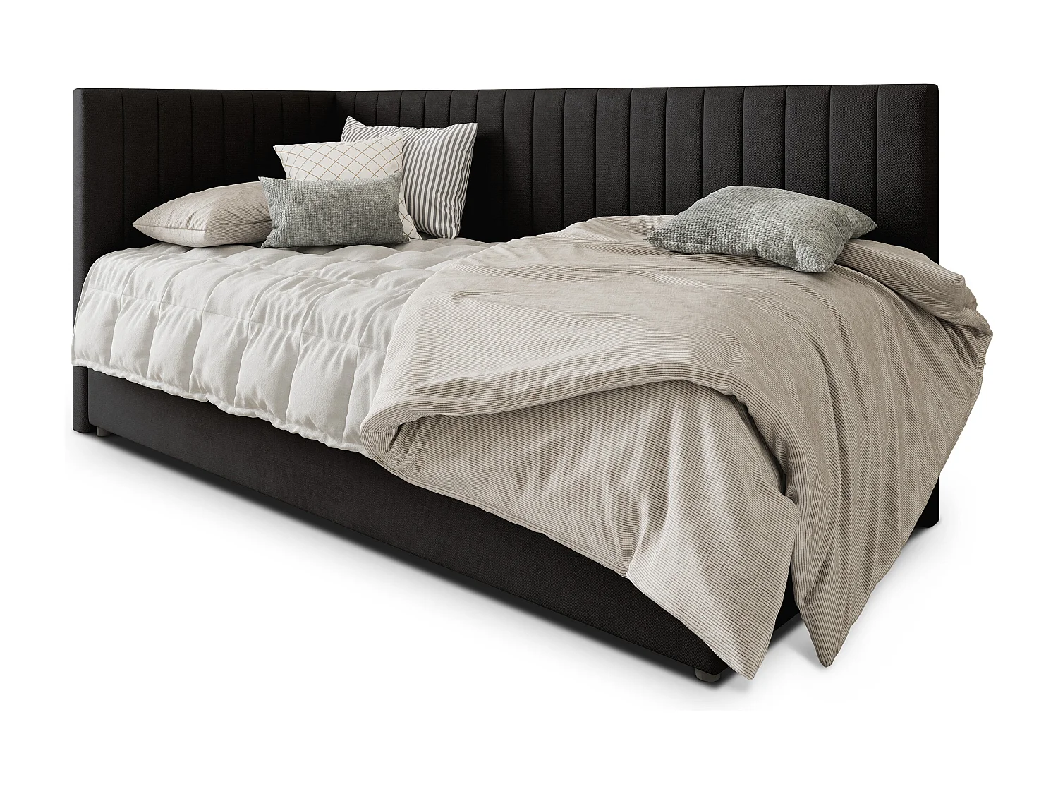 Boxspringbed ARIS 100x200 cm Set met hoofdbord, bedbodem en matras, Zwart
