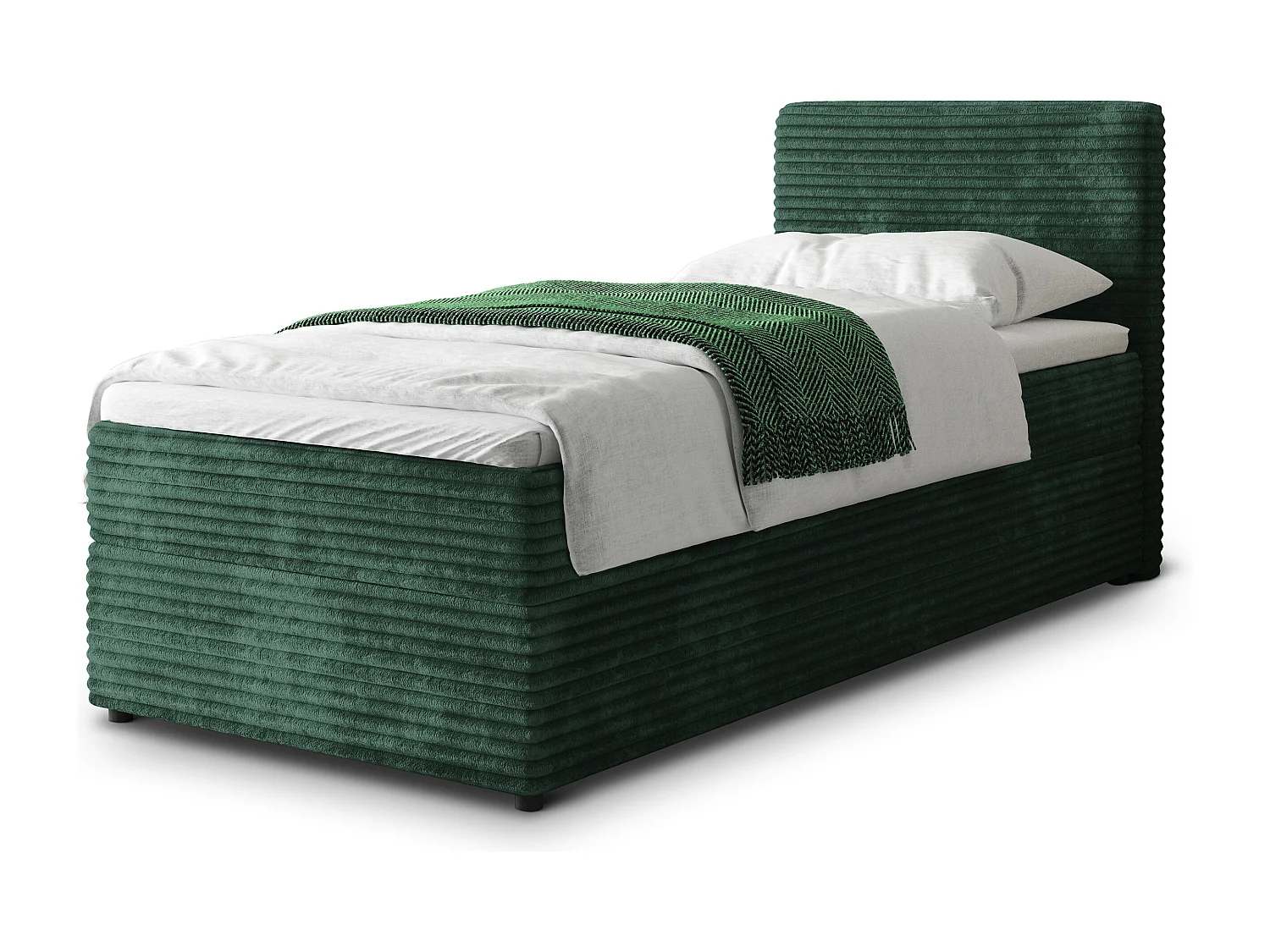 Boxspringbed PISA 100x200 cm Set met hoofdbord, bedbodem en matras, Dennengroen