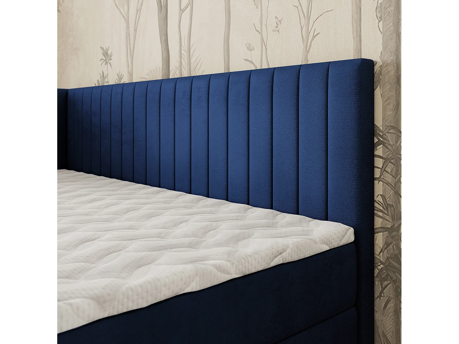 Boxspringbed ARIS 90x200 cm Set met hoofdbord, bedbodem en matras, Blauw