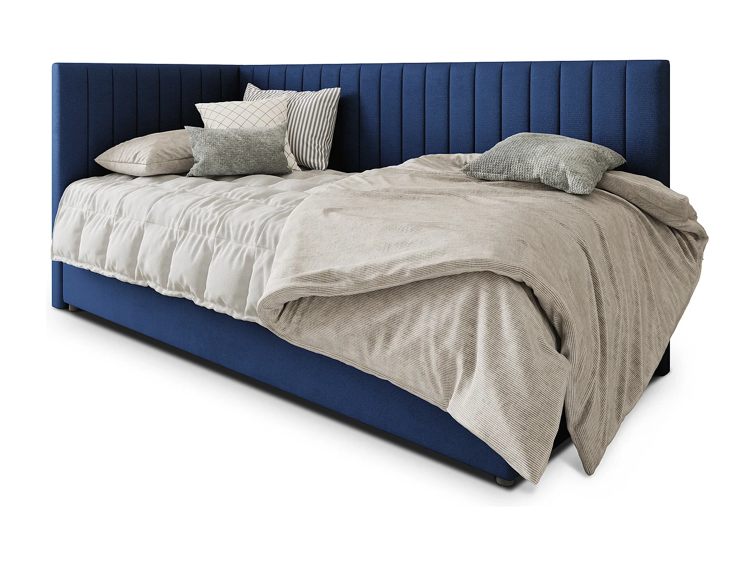 Boxspringbed ARIS 90x200 cm Set met hoofdbord, bedbodem en matras, Blauw