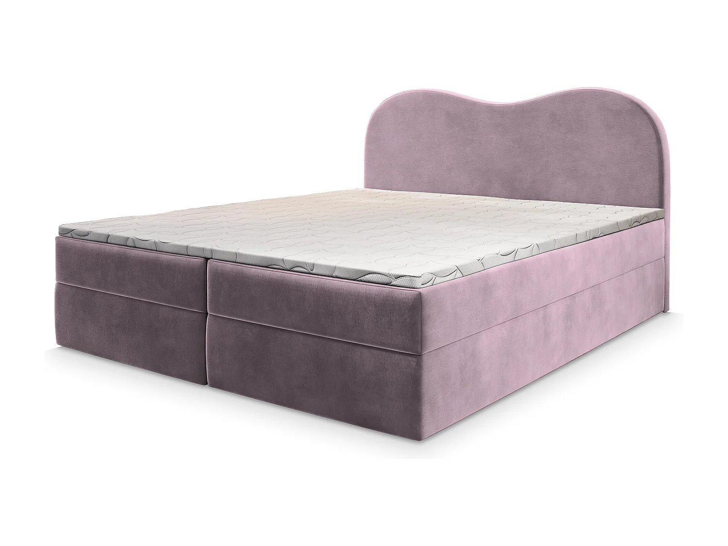 Lit continental FLUVIA, 180x200 cm, Tissu velours, Violet