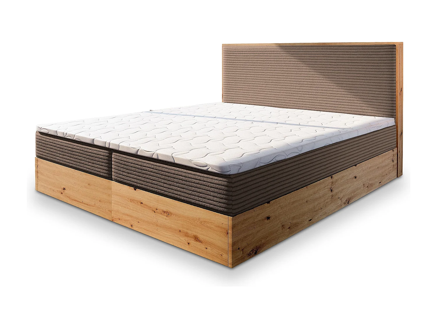 Boxspringbed VERDON 140x200 cm Set met hoofdbord, bedbodem en matras, Bruin