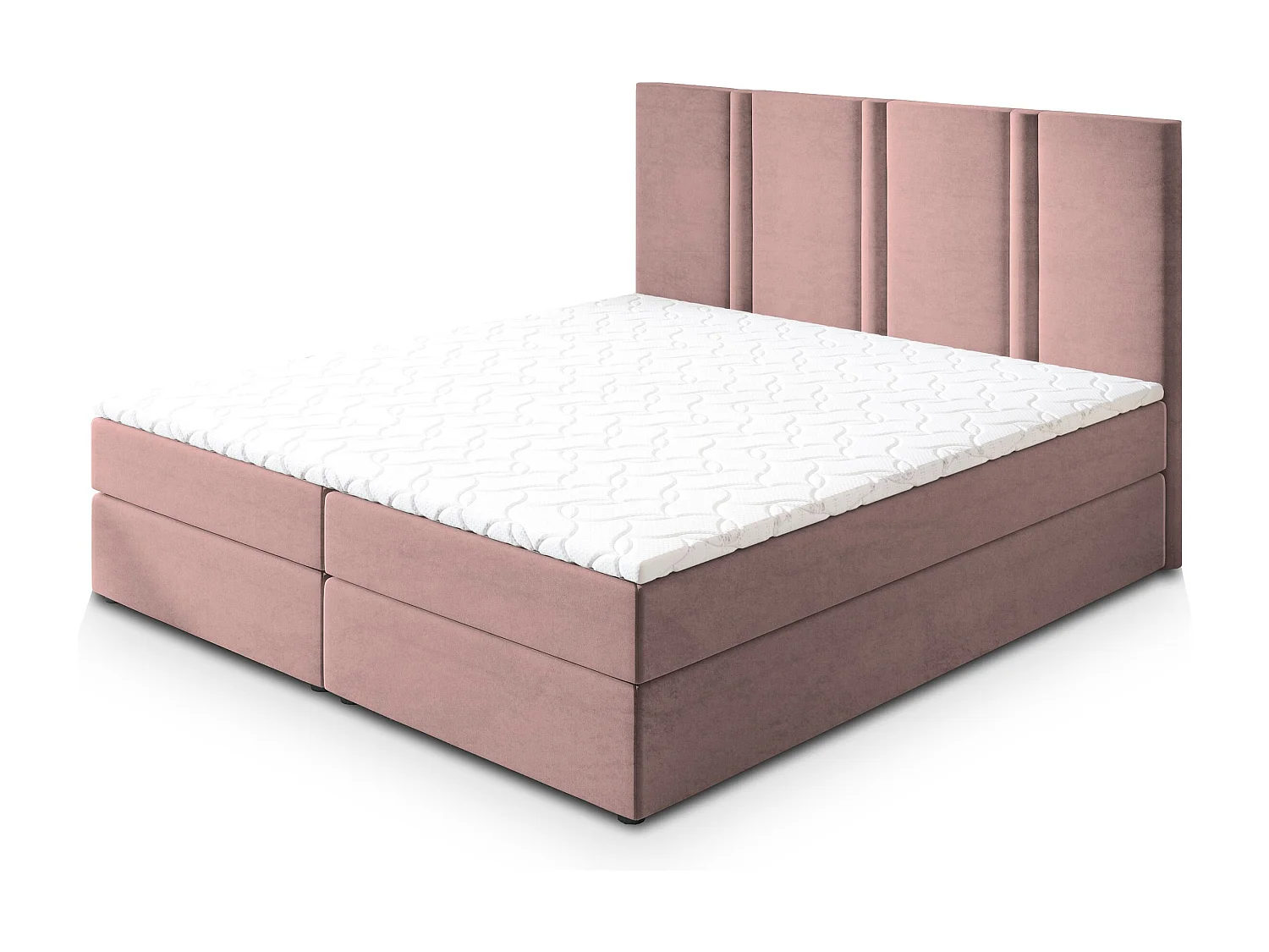 Lit continental LARIO, 140x200 cm, Tissu pelucheux, Rose