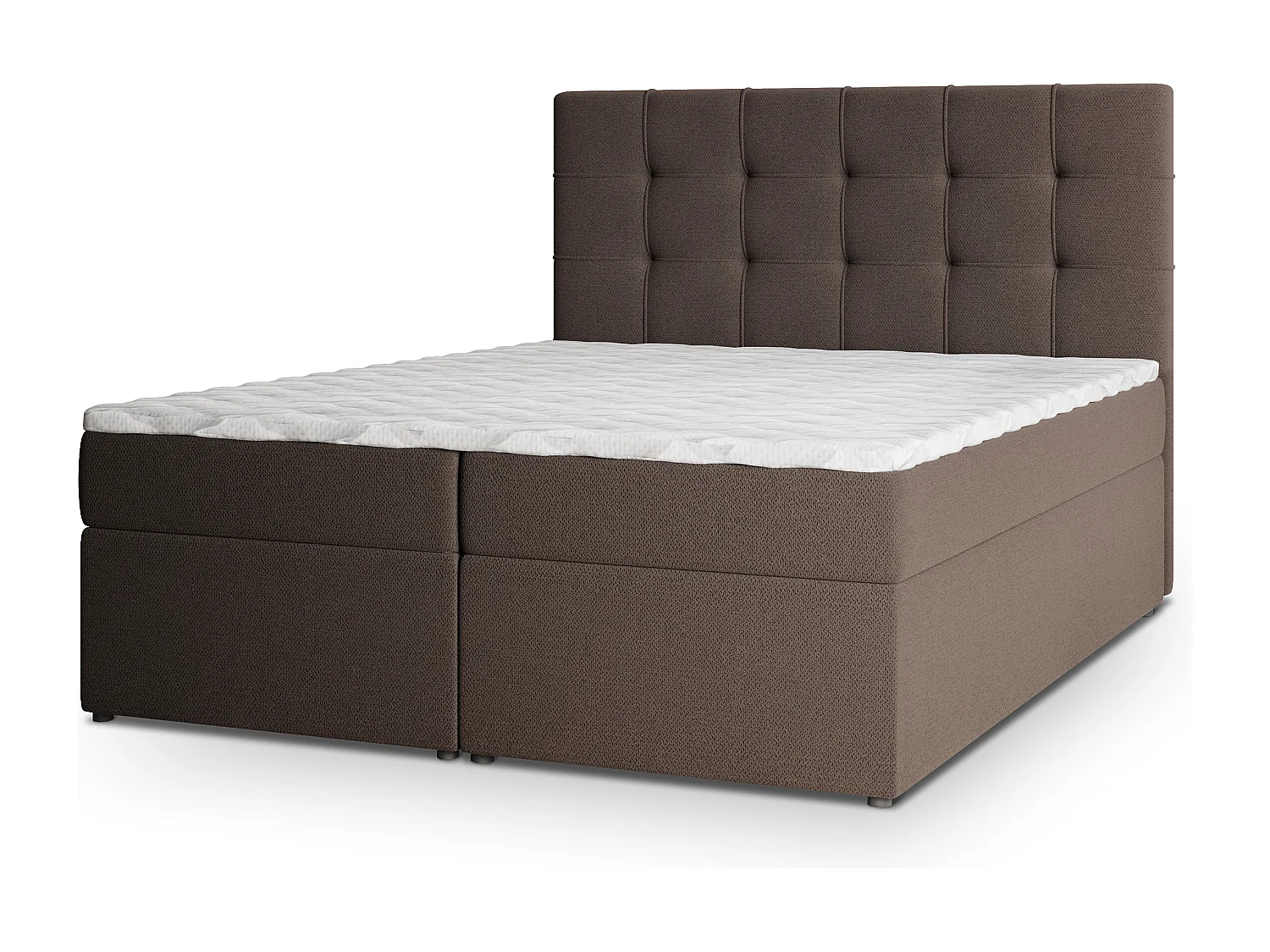 Lit continental PALMA, 140x200 cm, Tissu tressé, Marron