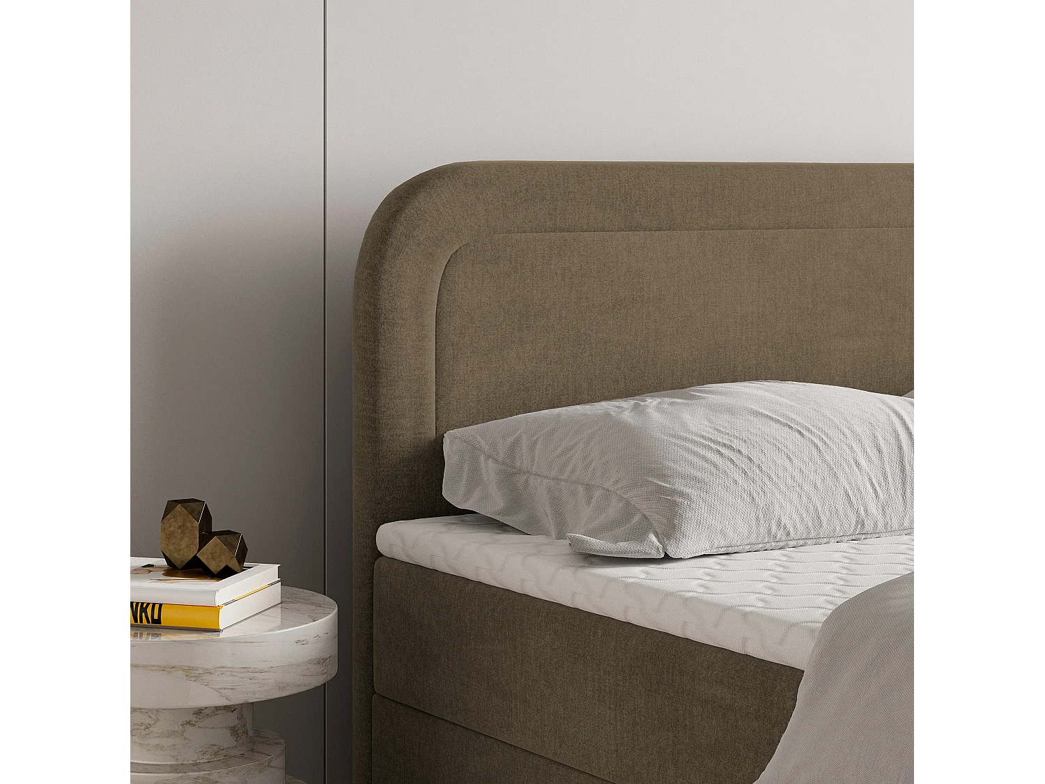Boxspringbed ARMEL 140x200 cm Set met hoofdbord, bedbodem en matras, Beige