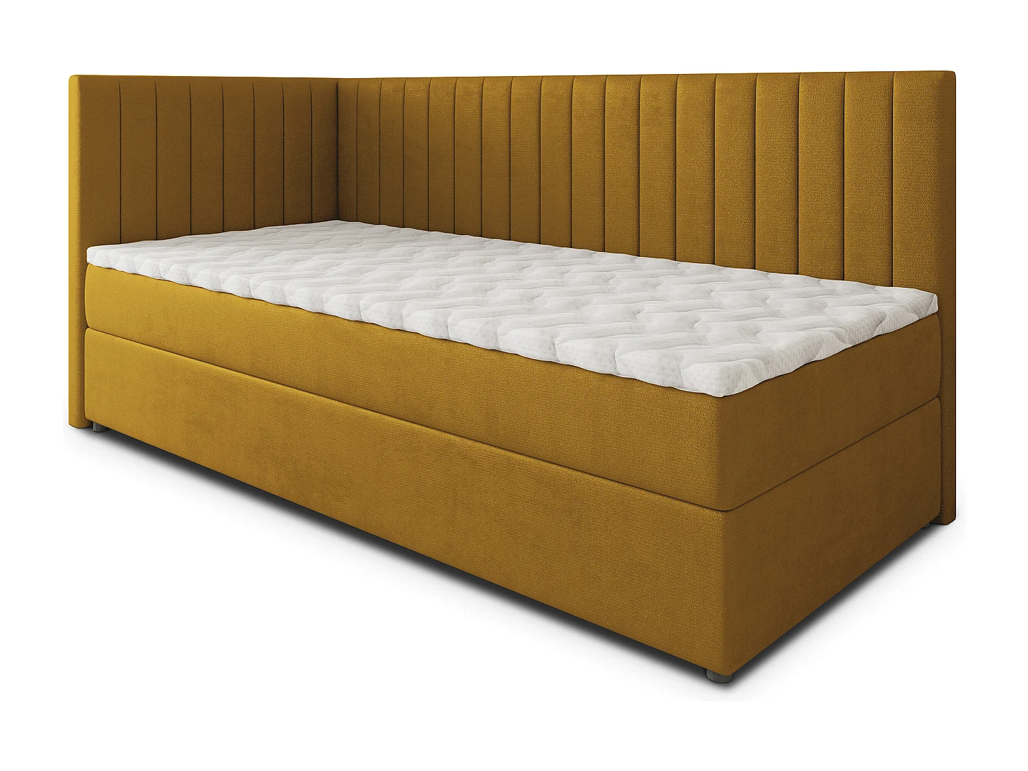 Boxspringbed ARIS 100x200 cm Set met hoofdbord, bedbodem en matras, Geel