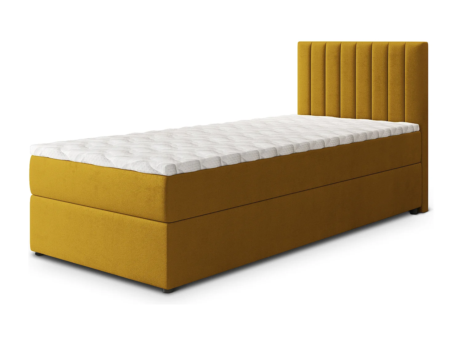 Boxspringbed BRESEL 90x200 cm Set met hoofdbord, bedbodem en matras, Geel