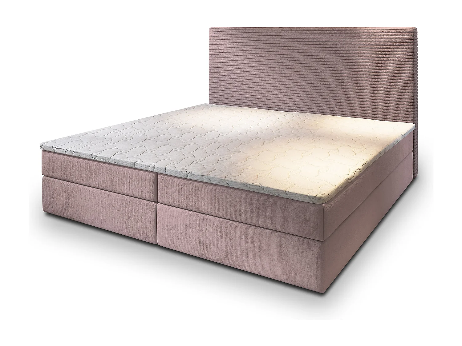 Lit continental GIARRO, 180x200 cm, Tissu pelucheux, Rose