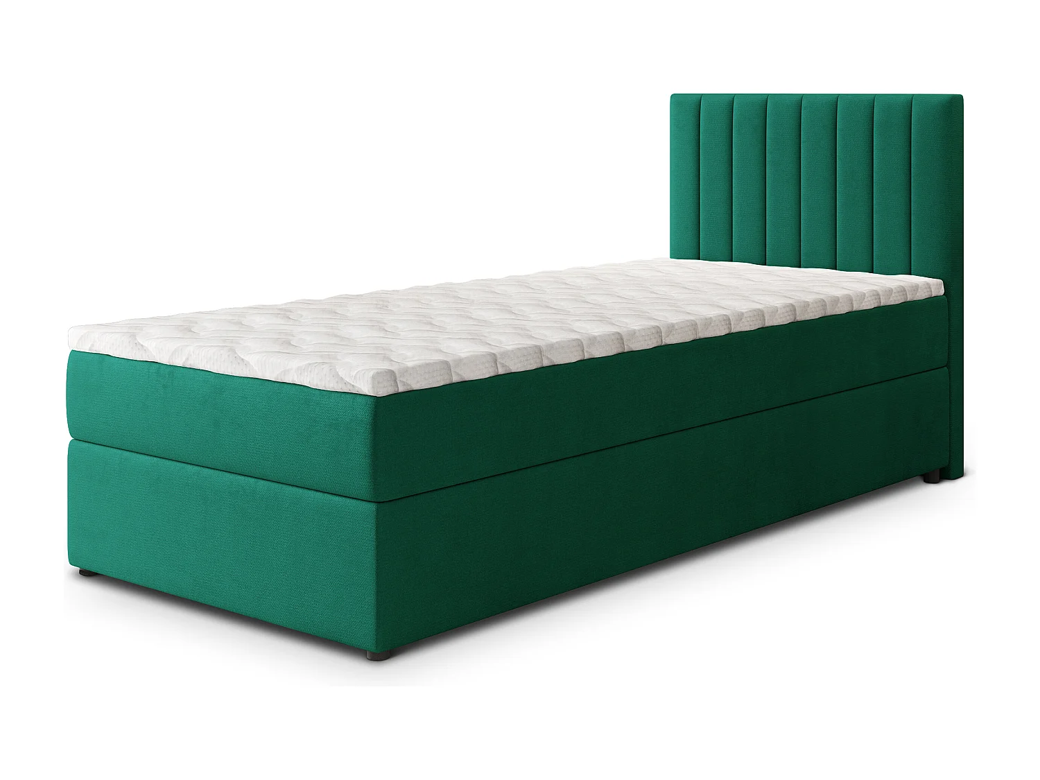 Boxspringbed BRESEL 80x200 cm Set met hoofdbord, bedbodem en matras, Dennengroen