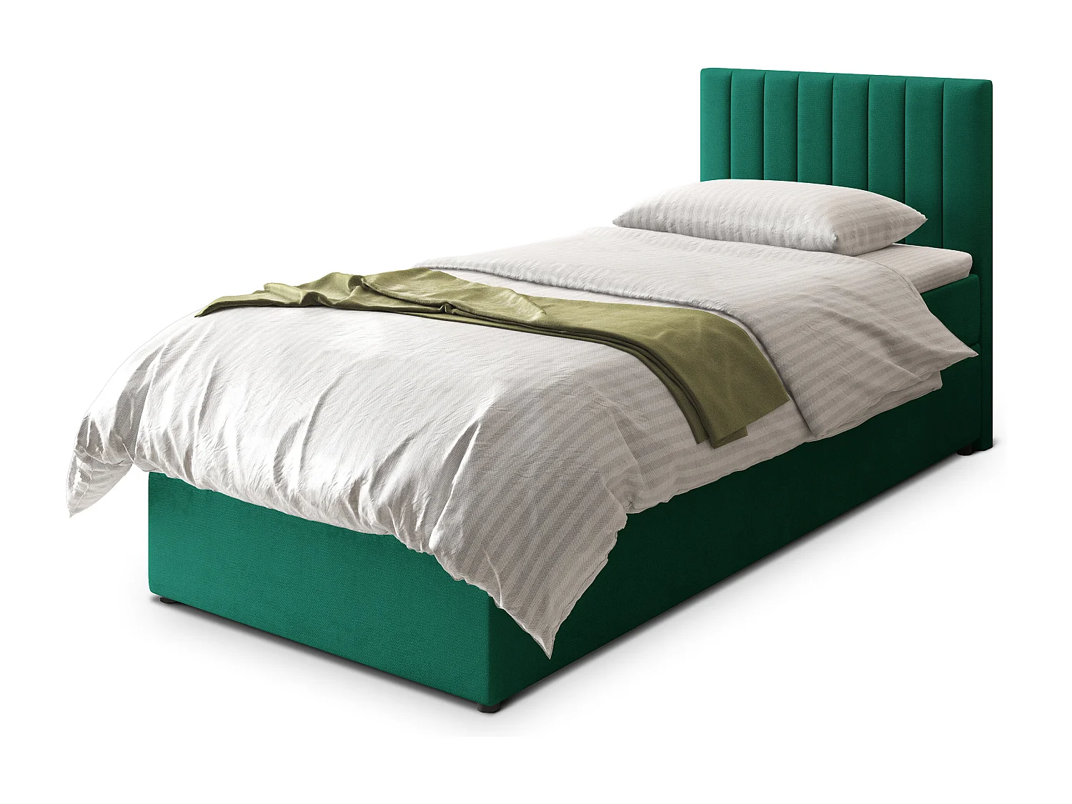 Boxspringbed BRESEL 80x200 cm Set met hoofdbord, bedbodem en matras, Dennengroen