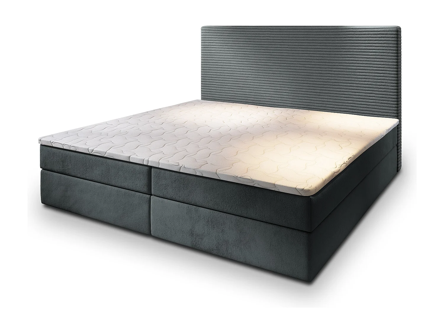 Boxspringbed GIARRO 140x200 cm Set met hoofdbord, bedbodem en matras, Grijs
