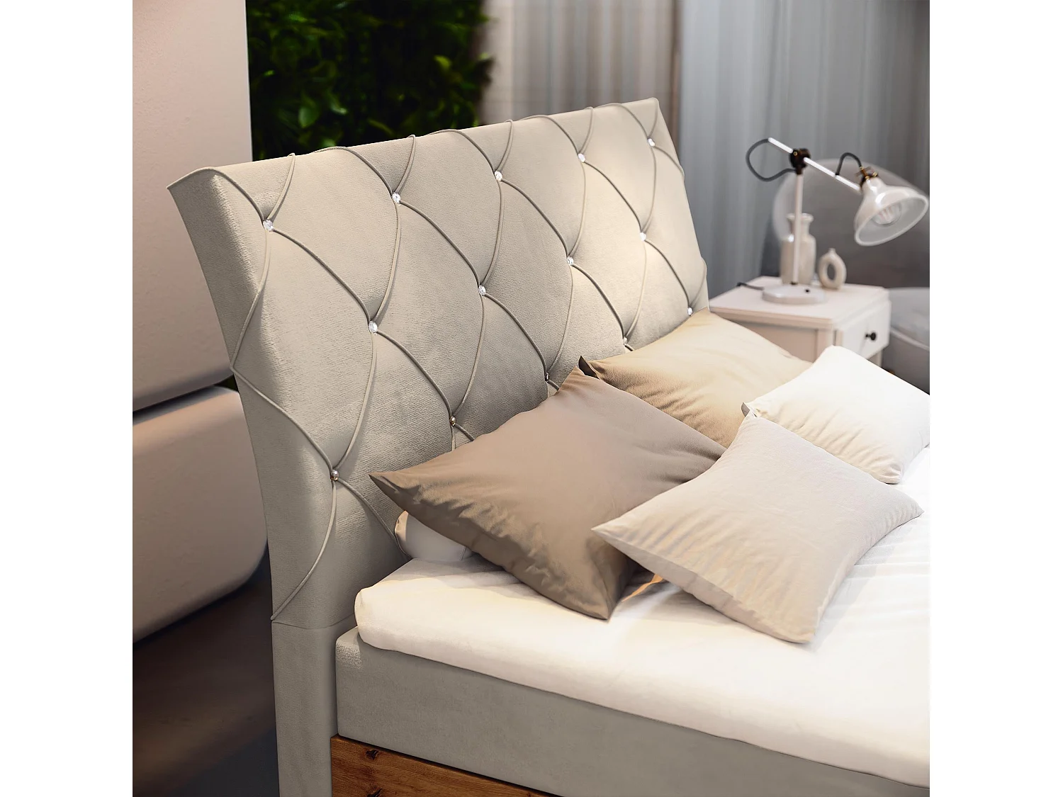 Boxspringbed VELLANO 140x200 cm Set met hoofdbord, bedbodem en matras, Beige