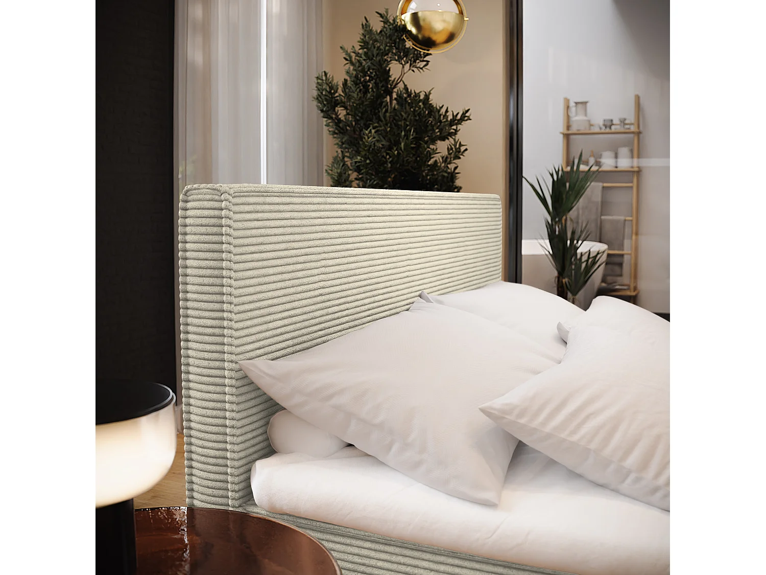 Boxspringbed PELLIO 180x200 cm Set met hoofdbord, bedbodem en matras, Crème
