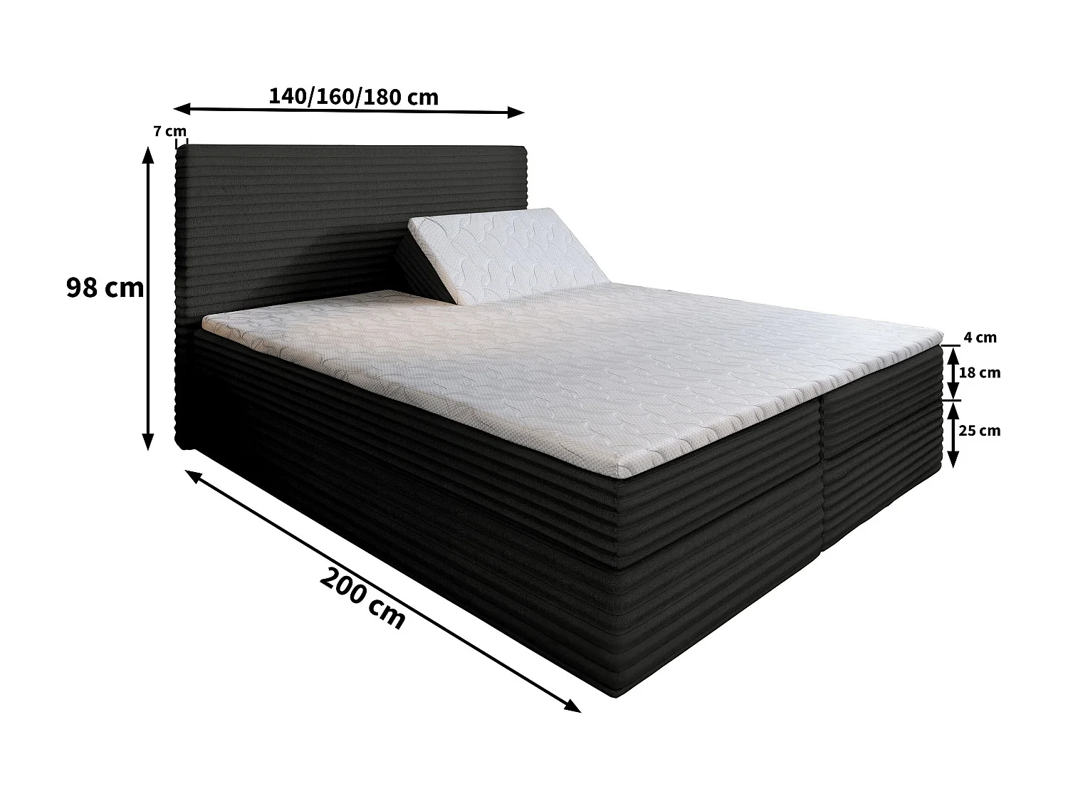 Boxspringbed MILARA 160x200 cm Set met hoofdbord, bedbodem en matras, Beige