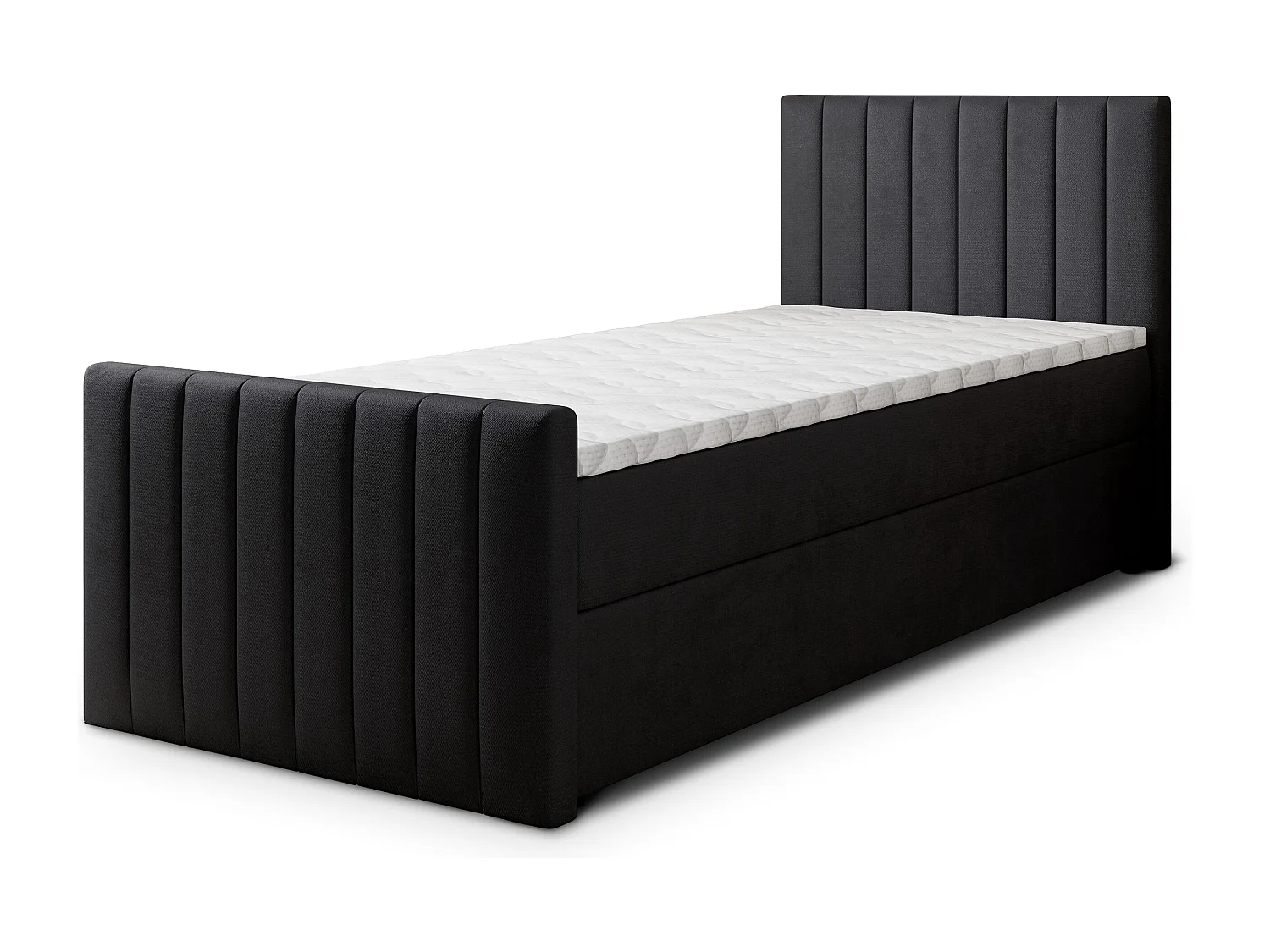 Boxspringbed ARION 100x200 cm Set met hoofdbord, bedbodem en matras, Zwart