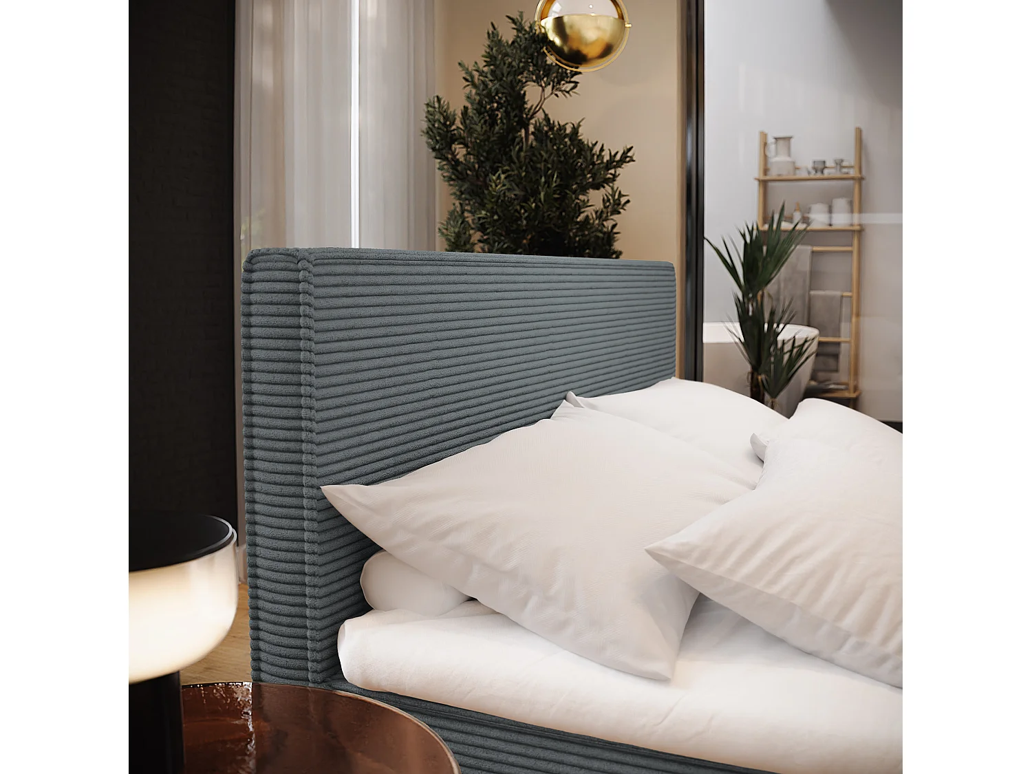 Boxspringbed PELLIO 140x200 cm Set met hoofdbord, bedbodem en matras, Grijs