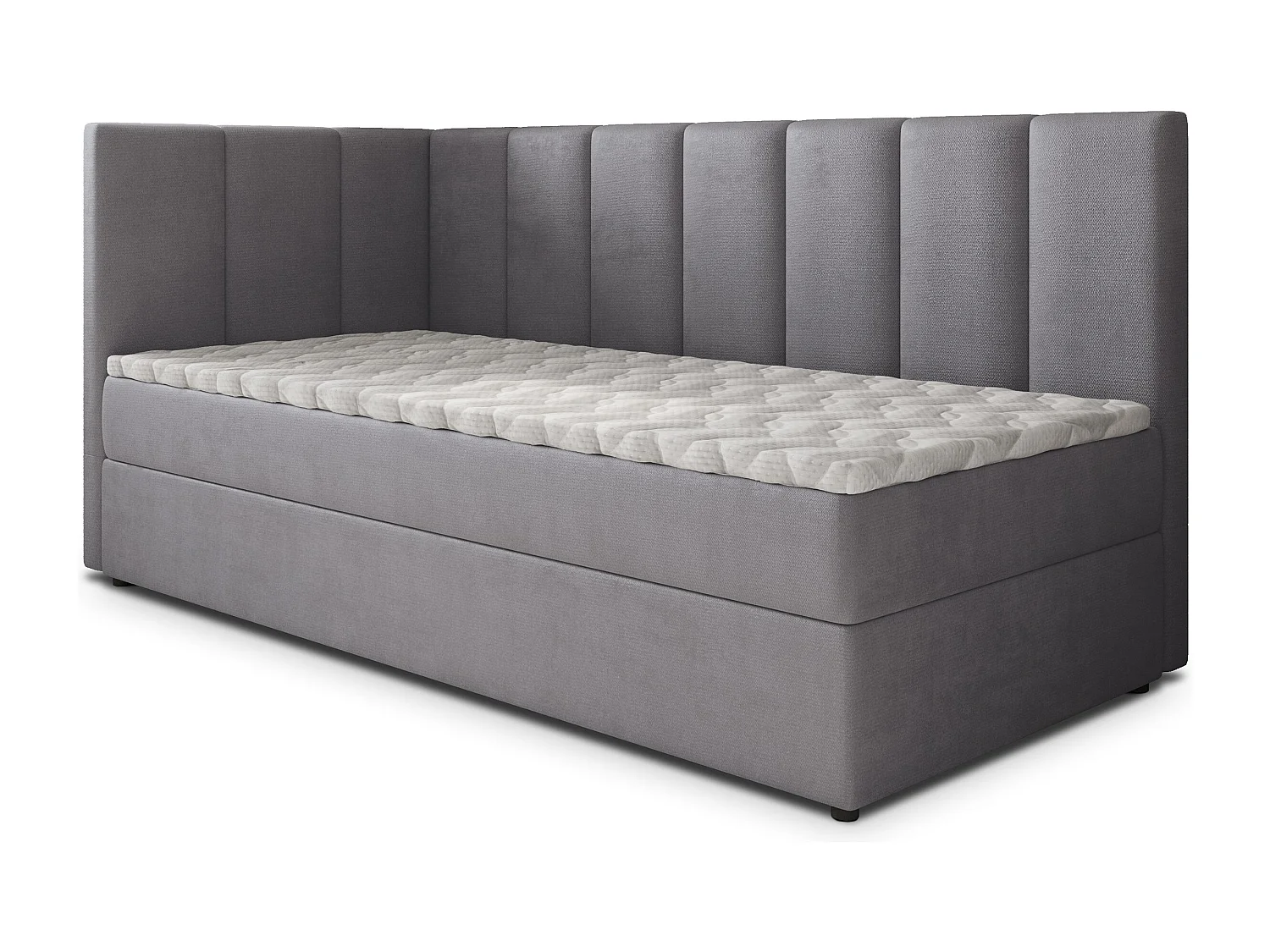 Boxspringbed BEVE 80x200 cm Set met hoofdbord, bedbodem en matras, Grijs