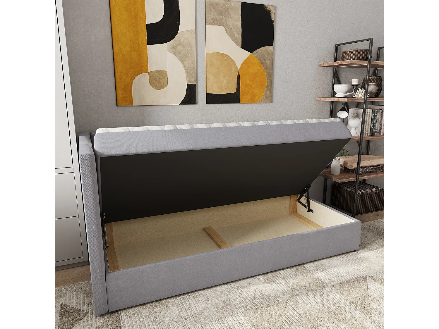 Boxspringbed BEVE 80x200 cm Set met hoofdbord, bedbodem en matras, Grijs