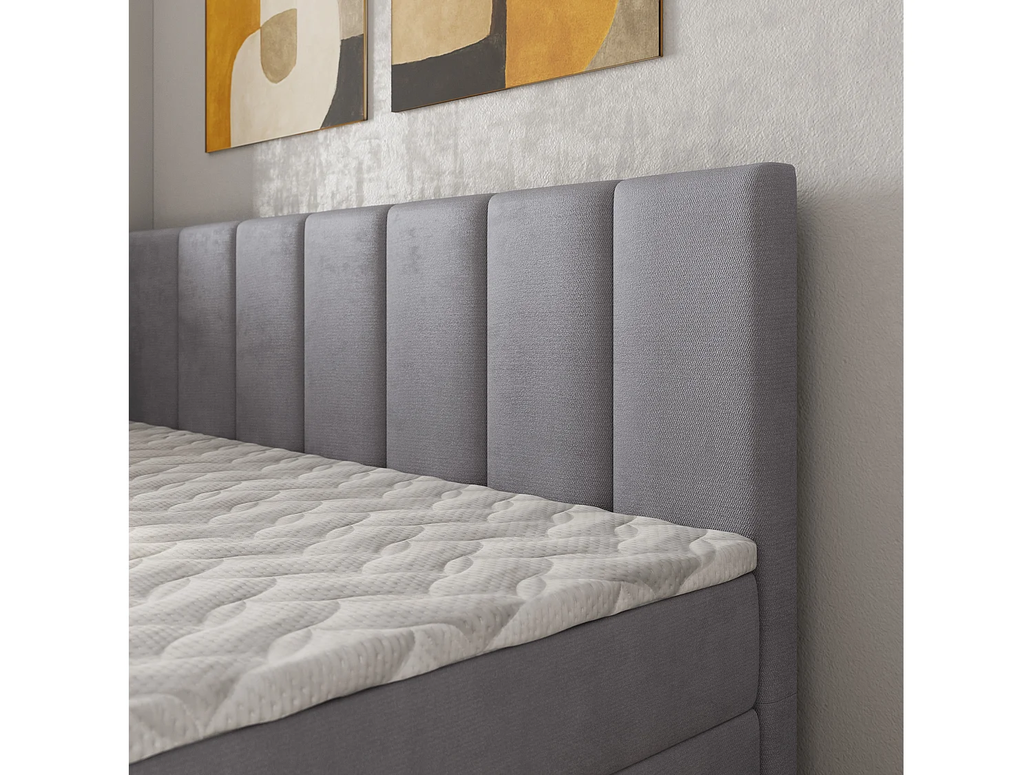 Boxspringbed BEVE 80x200 cm Set met hoofdbord, bedbodem en matras, Grijs