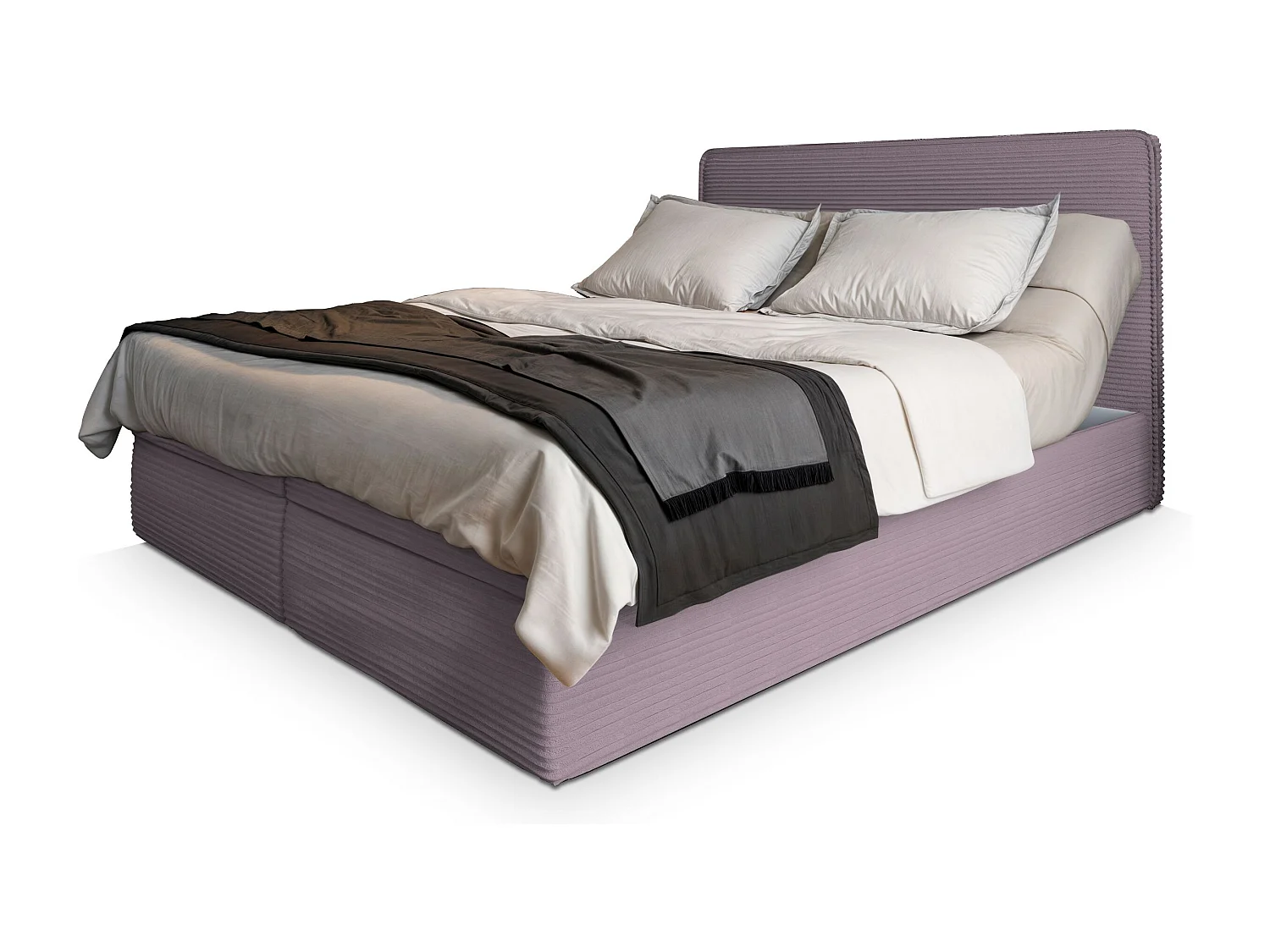 Lit continental ASTOR, 180x200 cm, Tissu en velours côtelé, Rose