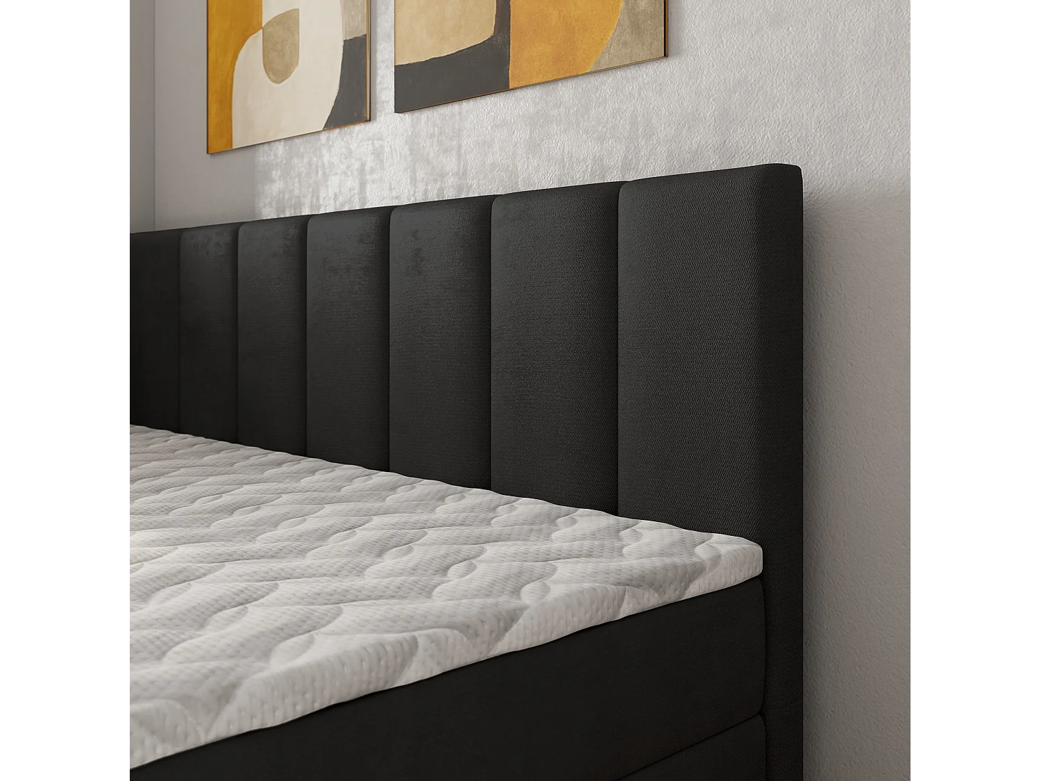 Boxspringbed BEVE 80x200 cm Set met hoofdbord, bedbodem en matras, Zwart