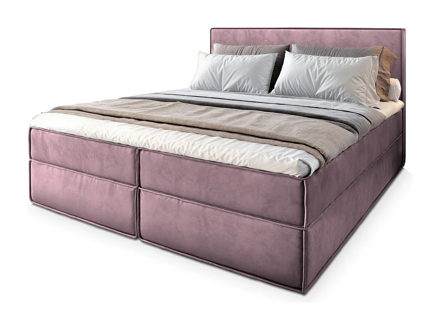 Lit continental PELLIO, 140x200 cm, Tissu velours, Violet
