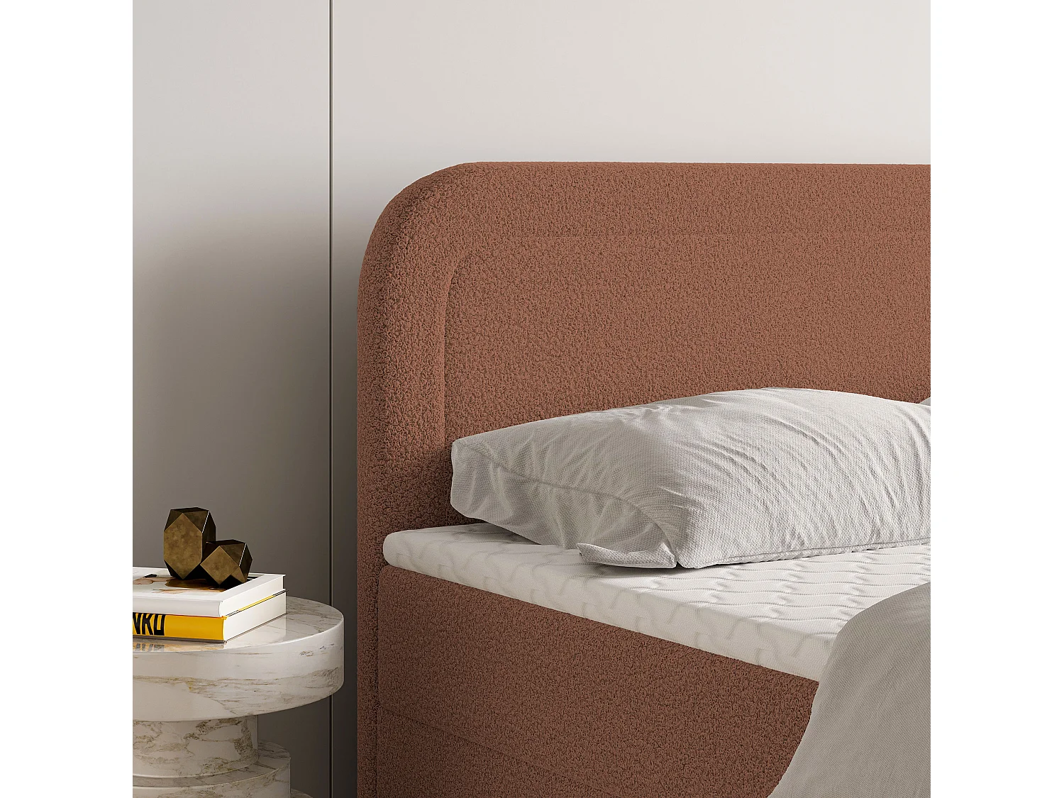 Boxspringbed ARMEL 180x200 cm Set met hoofdbord, bedbodem en matras, Terracotta