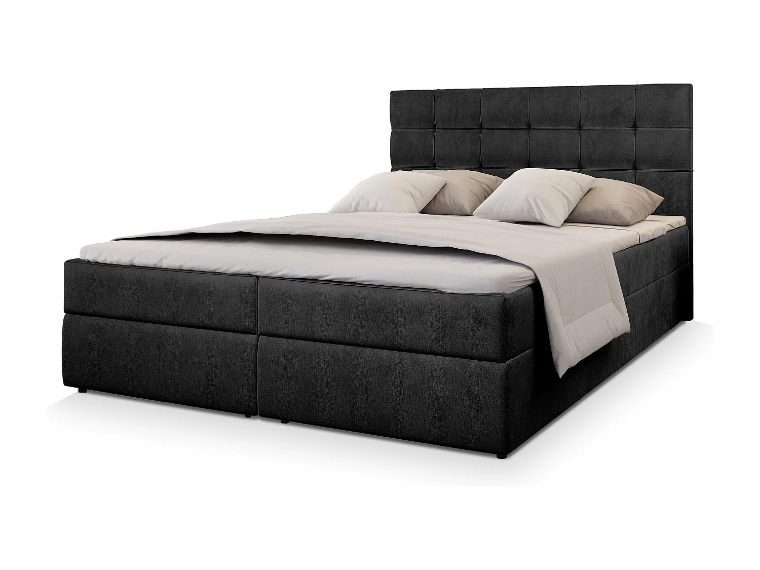 Boxspringbed GLOS 160x200 cm Set met hoofdbord, bedbodem en matras, Zwart