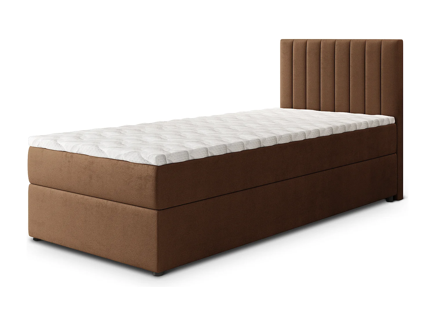 Boxspringbed BRESEL 100x200 cm Set met hoofdbord, bedbodem en matras, Bruin