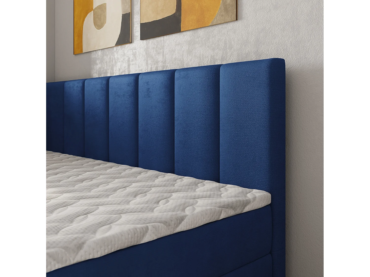 Boxspringbed BEVE 80x200 cm Set met hoofdbord, bedbodem en matras, Blauw