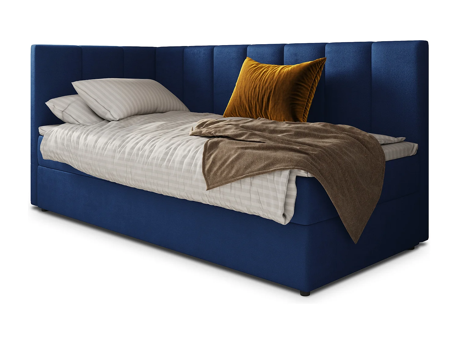 Boxspringbed BEVE 80x200 cm Set met hoofdbord, bedbodem en matras, Blauw