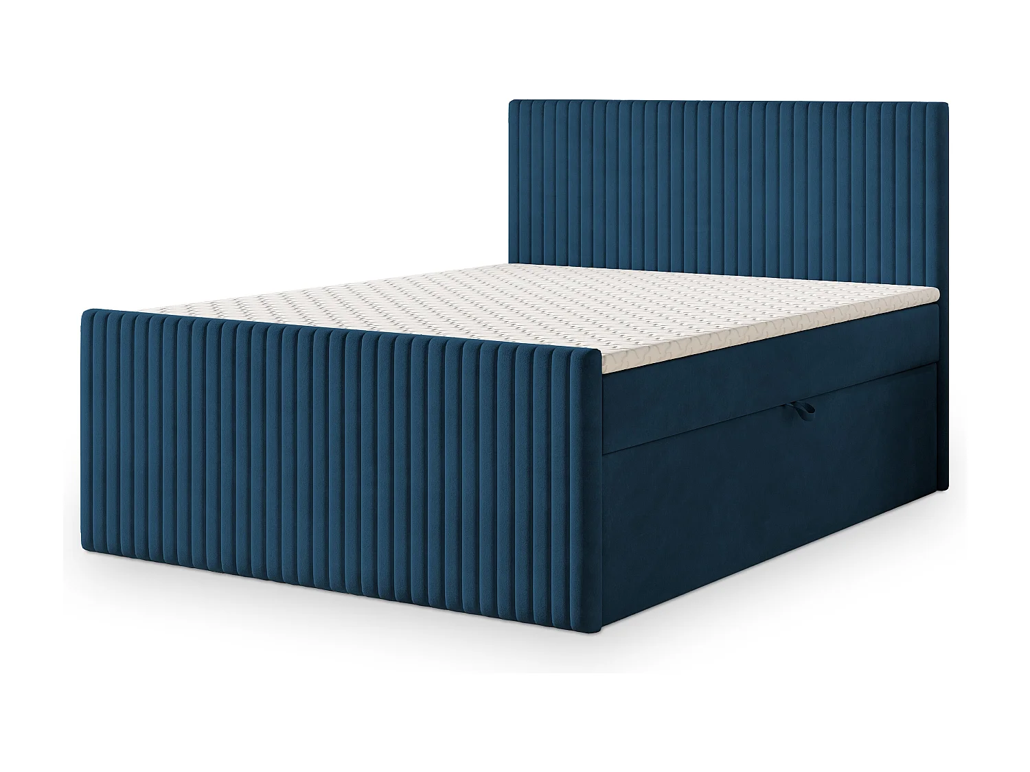 Lit continental TERVAN, 180x200 cm, Tissu pelucheux, Bleu