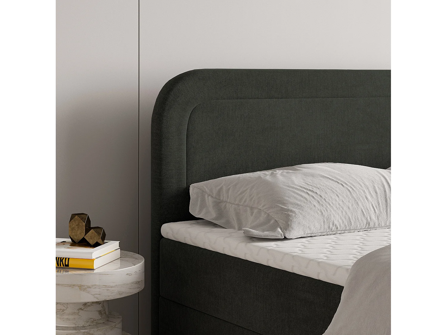 Boxspringbed ARMEL 140x200 cm Set met hoofdbord, bedbodem en matras, Zwart