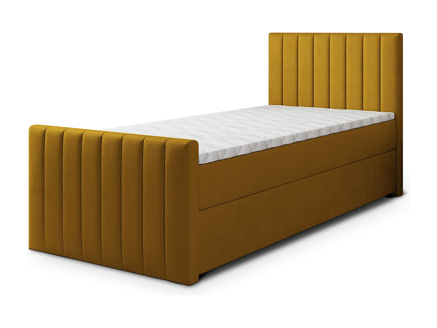 Boxspringbed ARION 90x200 cm Set met hoofdbord, bedbodem en matras, Geel