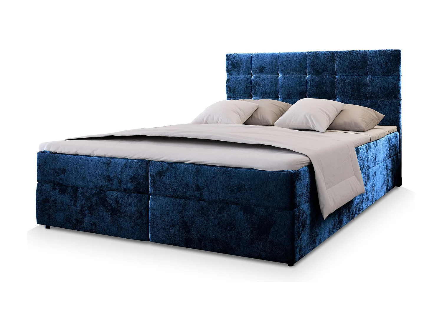 Boxspringbed GLOS 180x200 cm Set met hoofdbord, bedbodem en matras, Blauw