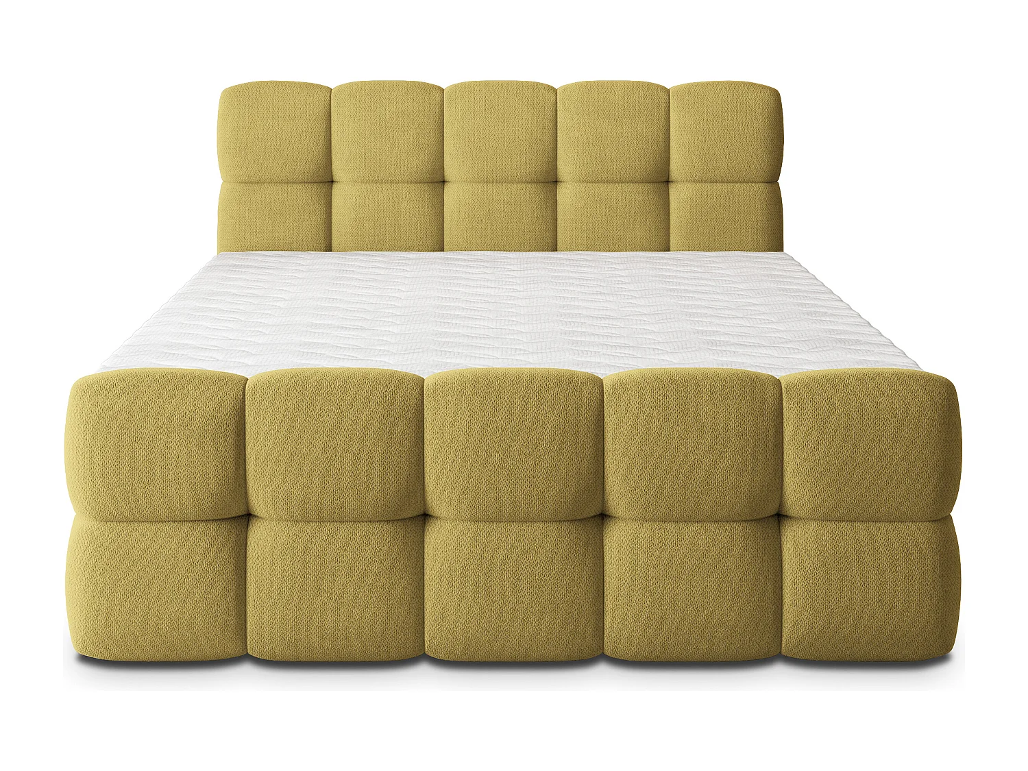 Boxspringbed BRUME 140x200 cm Set met hoofdbord, bedbodem en matras, Geel