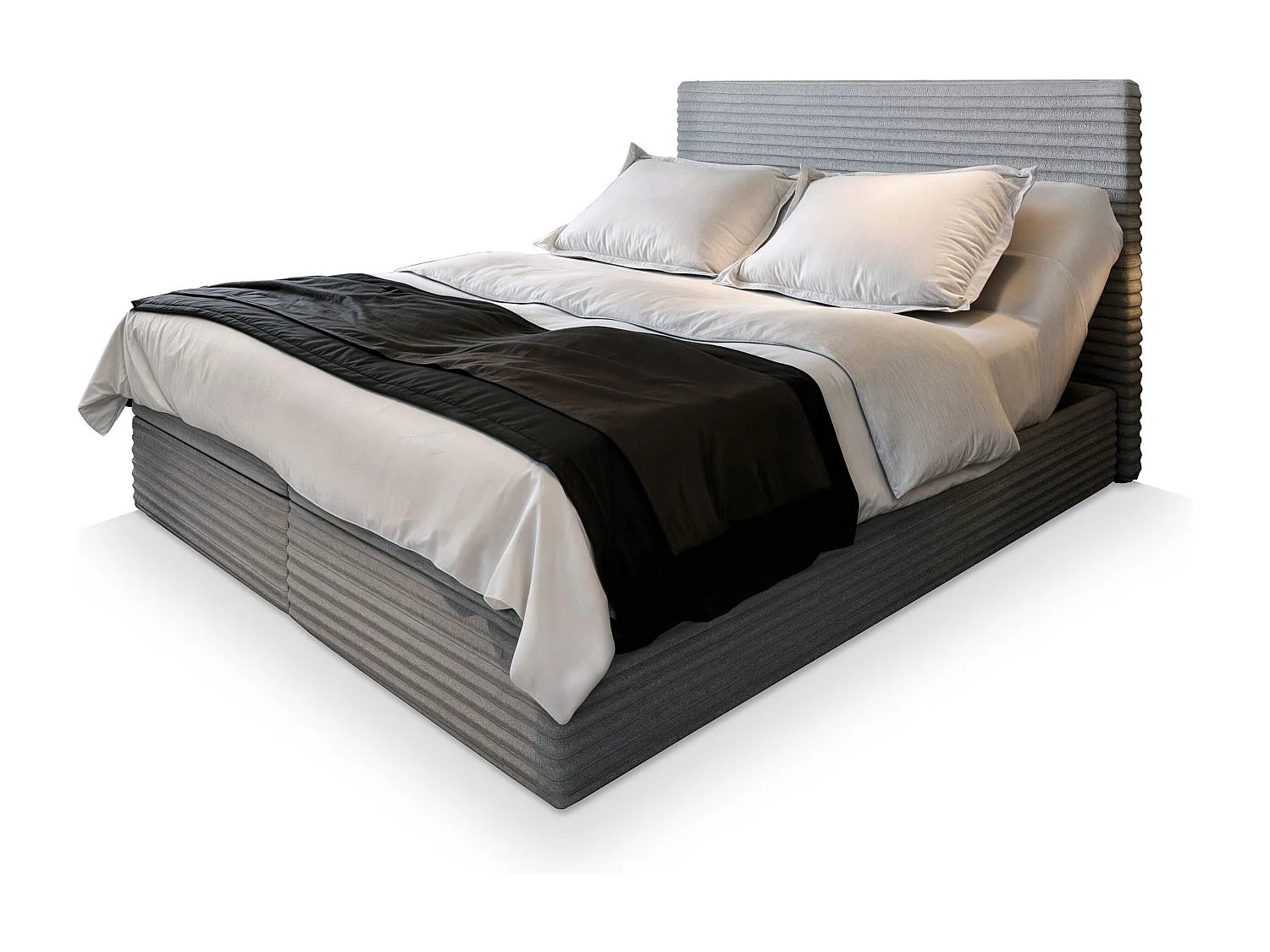 Boxspringbed MILARA 160x200 cm Set met hoofdbord, bedbodem en matras, Lichtgrijs
