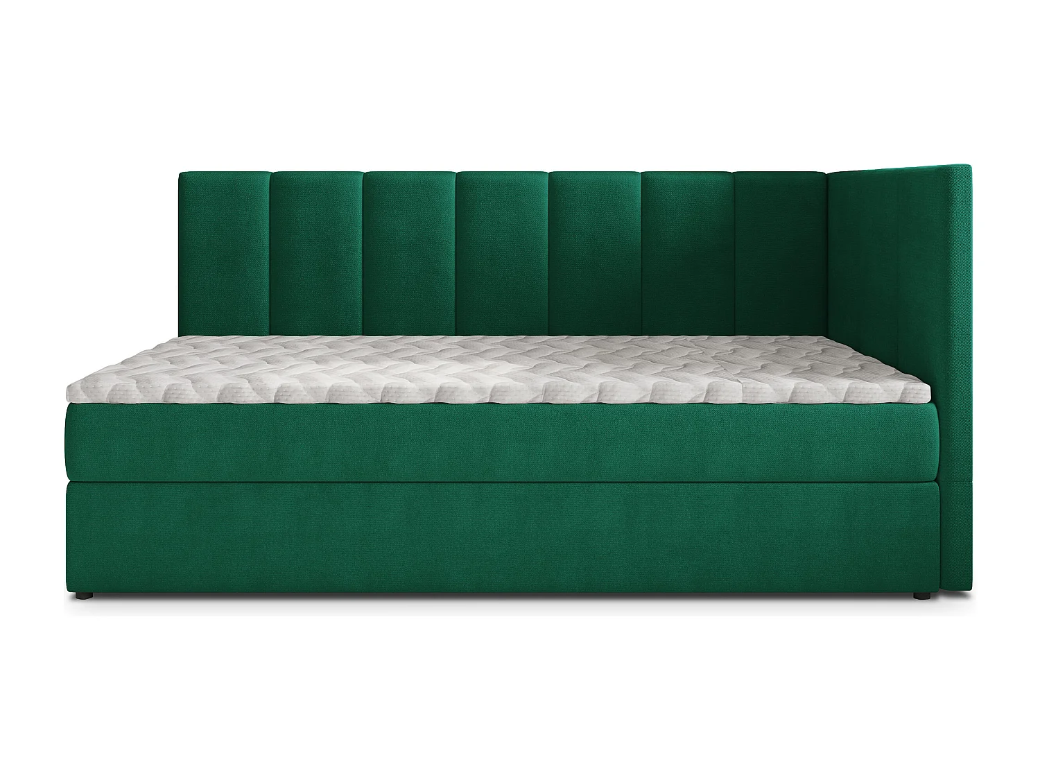 Boxspringbed BEVE 100x200 cm Set met hoofdbord, bedbodem en matras, Dennengroen