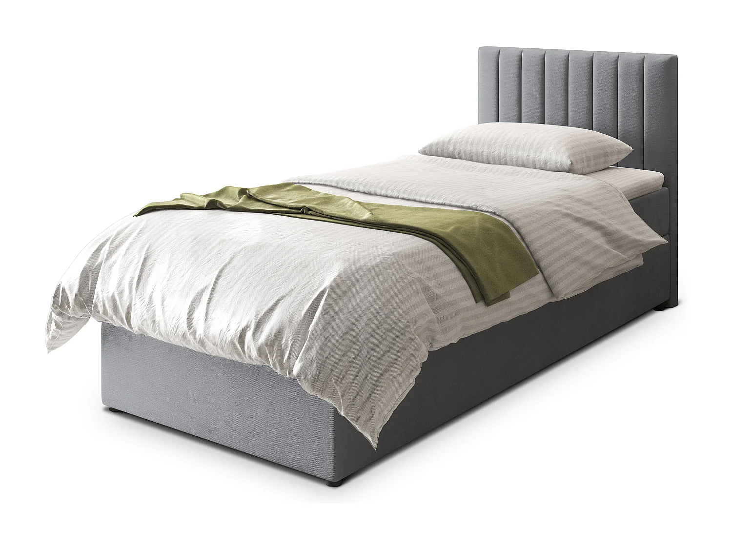 Boxspringbed BRESEL 90x200 cm Set met hoofdbord, bedbodem en matras, Grijs