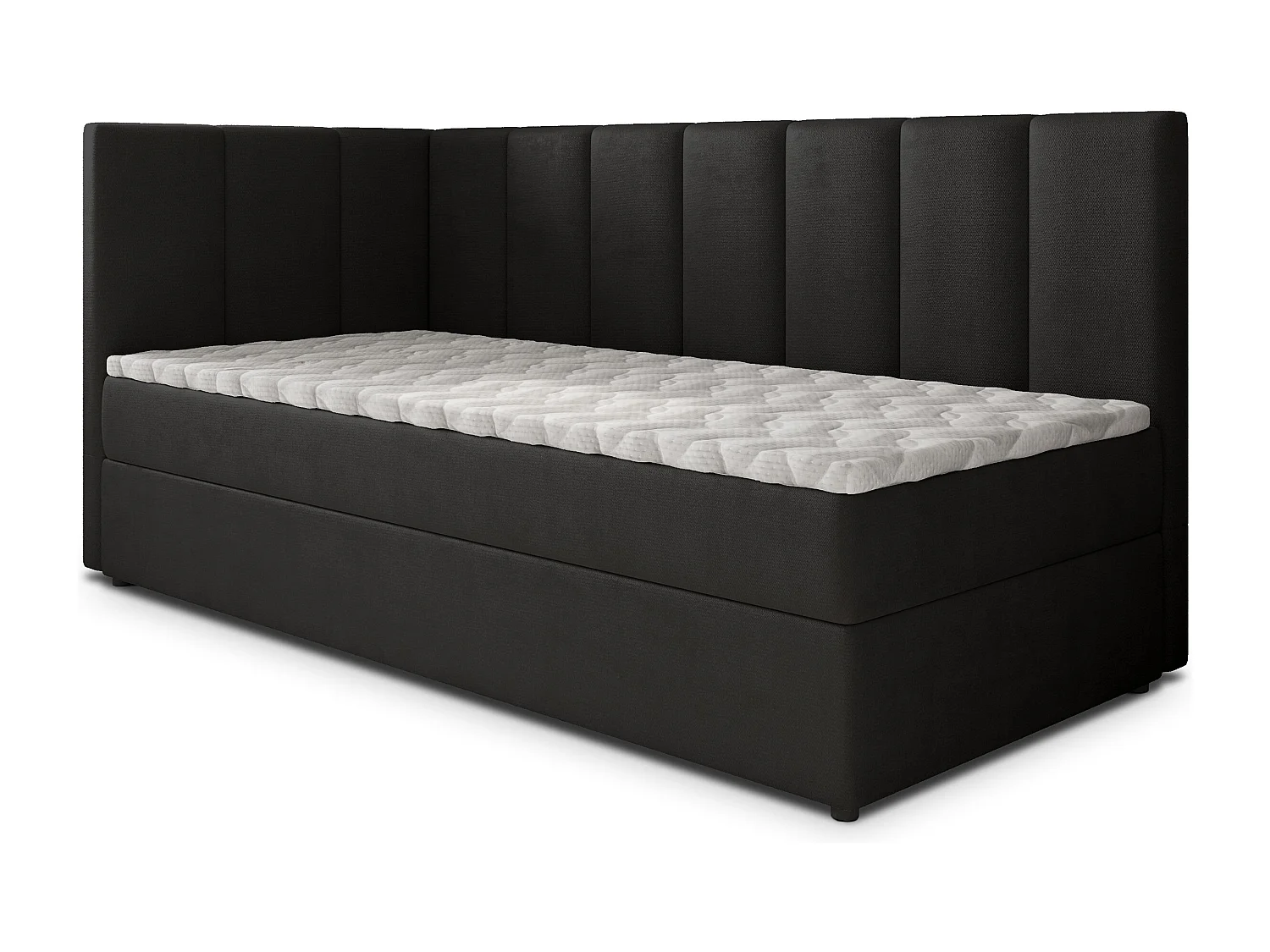 Boxspringbed BEVE 100x200 cm Set met hoofdbord, bedbodem en matras, Zwart