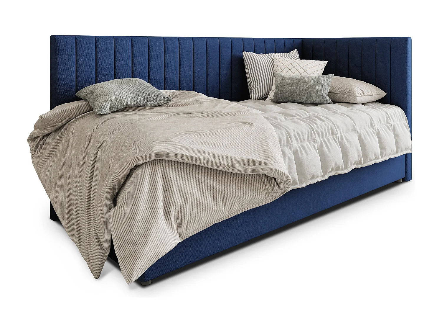 Boxspringbed ARIS 100x200 cm Set met hoofdbord, bedbodem en matras, Blauw