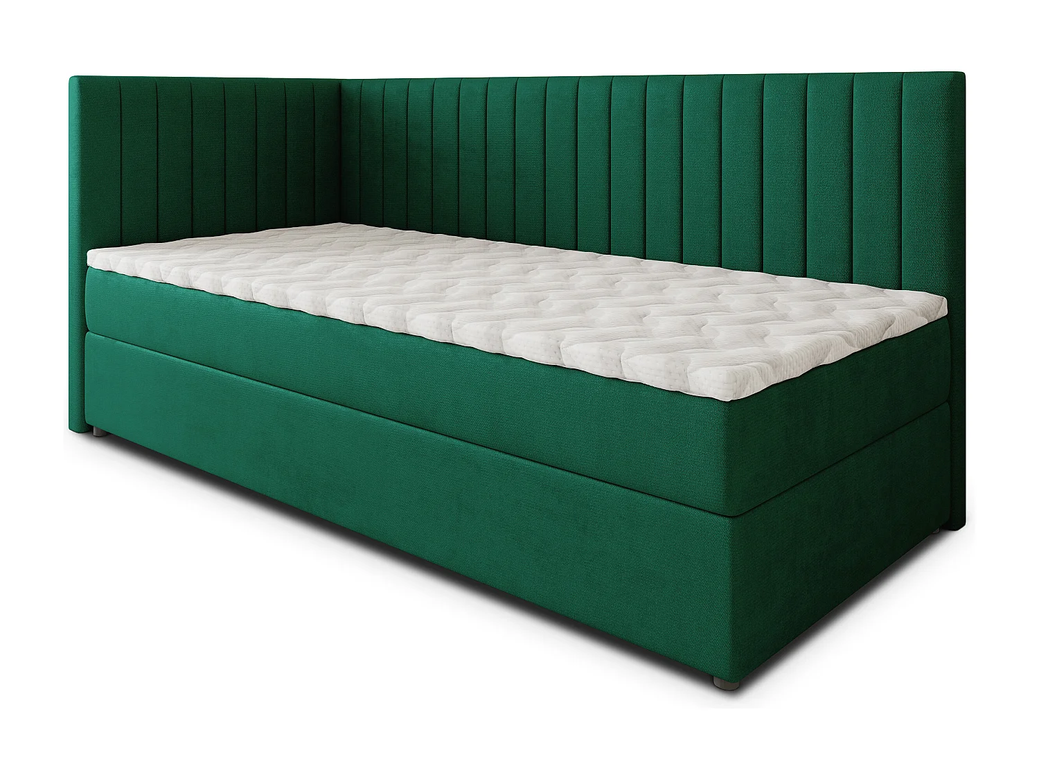Boxspringbed ARIS 100x200 cm Set met hoofdbord, bedbodem en matras, Dennengroen